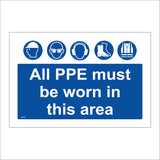 MA756 All PPE Must Be Worn In this Area Sign with Hat Goggles Ear Boots Jacket