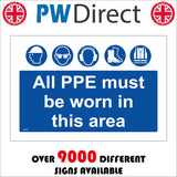 MA756 All PPE Must Be Worn In this Area Sign with Hat Goggles Ear Boots Jacket