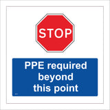 MA757 Stop PPE Required Beyond This Point Sign with Octagonal Stop Sign