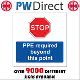 MA757 Stop PPE Required Beyond This Point Sign with Octagonal Stop Sign