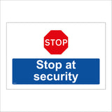 MA774 Stop At Security Sign with Red Octagon