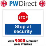 MA774 Stop At Security Sign with Red Octagon