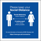 MA777 Please Keep Your Social Distance Sign with 2 People Arrows