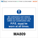 ABL004 Custom Construction Traffic Tidy Site Safety Entrance Signs