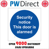 MA831 Security Notice This Door Is Alarmed Warning