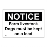 MA871 Notice Farm Livestock Dogs Must Be Kept On A Lead