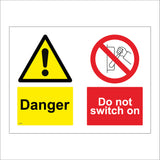 MU020 Danger Do Not Switch On Sign with Exclamation Mark Triangle Circle Arm Lever