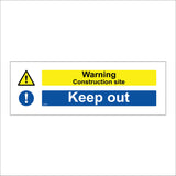 MU075 Warning Construction Site Keep Out Sign with Triangle Exclamation Mark