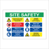 MU076 Site Safety Board Sign with Triangle Exclamation Mark Circle Hand Face Hardhat