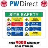 MU076 Site Safety Board Sign with Triangle Exclamation Mark Circle Hand Face Hardhat