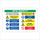 MU077 Site Safety Board Sign with Triangle Exclamation Mark Boots Face Hard Hat