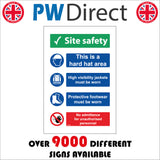 MU086 Site Safety Sign with Tick Face Hard Hat Jacket Boots Circle Hand