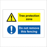 MU130 Tree Protection Zone Do Not Remove This Fencing Sign with Triangle Circle Exclamation Mark