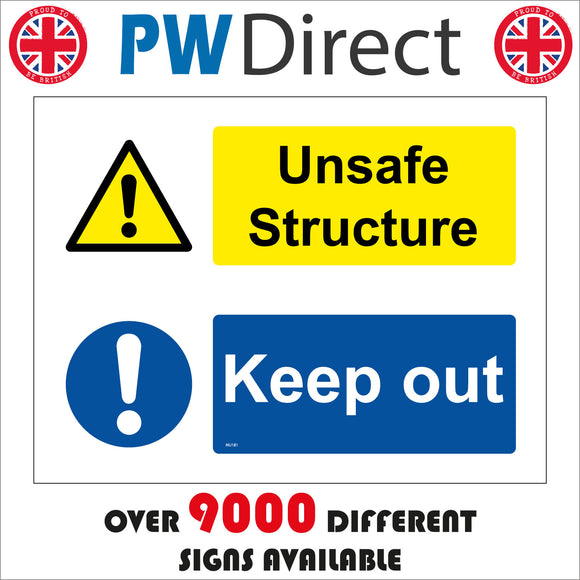 MU181 Unsafe Structure Keep Out Sign with Triangle Circle Exclamation Marks