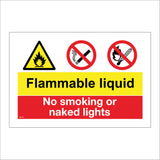 MU191 Flammable Liquid No Smoking Or Naked Lights Sign with Triangle Fire 2 Circles Cigarette Match