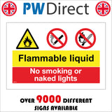 MU191 Flammable Liquid No Smoking Or Naked Lights Sign with Triangle Fire 2 Circles Cigarette Match