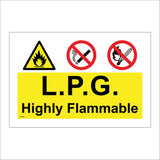 MU194 L.P.G. Highly Flammable Sign with Triangle Exclamation 2 Circles Cigarette Match