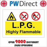 MU194 L.P.G. Highly Flammable Sign with Triangle Exclamation 2 Circles Cigarette Match