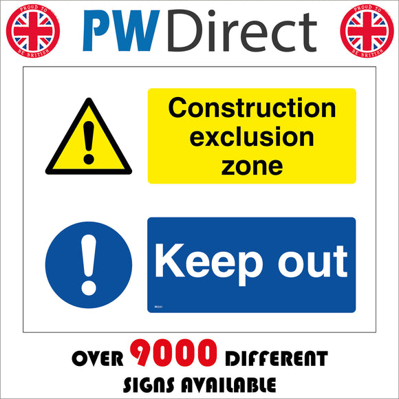 MU201 Construction Exclusion Zone Keep Out Sign with Triangle Circle Exclamation Marks