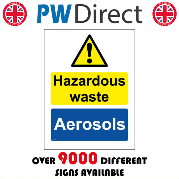 MU220 Hazardous Waste Aerosols Sign with Triangle Exclamation Mark