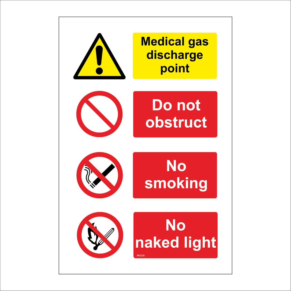 Medical Discharge Point Do Not Obstruct No Smoking No Naked Light Sign ...