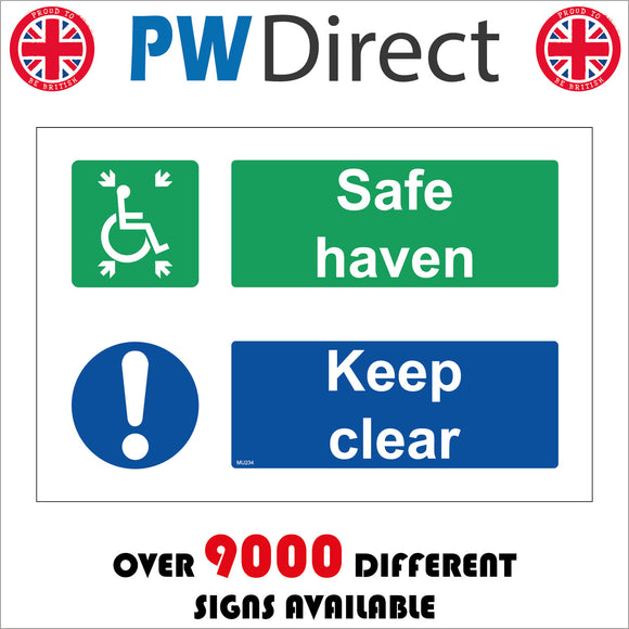 MU234 Safe Haven Keep Clear Sign with Disabled Logo Exclamation Mark