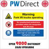 MU251 Warning Fork Lift Trucks Operating