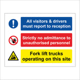 MU258 All Visitors Drivers Report To Reception Fork Lift Trucks