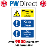 MU265 Warning Tyre Inflation Keep Clear Eye Protection