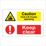 MU280 Caution Fork Lift Trucks Operating Keep Clear