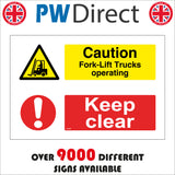 MU280 Caution Fork Lift Trucks Operating Keep Clear
