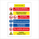 MU282 Site Safety PPE No Smoking Mobiles Slippery Logo