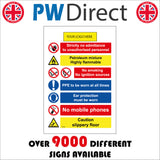 MU282 Site Safety PPE No Smoking Mobiles Slippery Logo