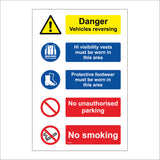 MU289 Danger Vehicles Reversing No Parking Flames Cigarettes