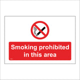 NS002 Smoking Prohibited In This Area Sign with Cigarette