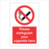 NS015 Please Extinguish Your Cigarette Here Sign with Cigarette