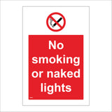 NS030 No Smoking Or Naked Lights Sign with Cigarette