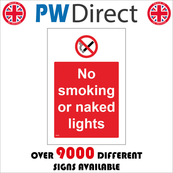 NS030 No Smoking Or Naked Lights Sign with Cigarette