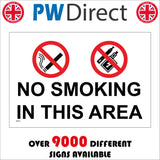 NS050 No Smoking In This Area Sign with Cigarette Match