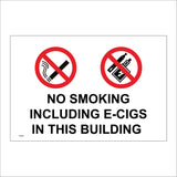 NS054 No Smoking Including E-Cigs In This Building Sign with Circle Cigarette E-Cigg