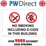 NS054 No Smoking Including E-Cigs In This Building Sign with Circle Cigarette E-Cigg