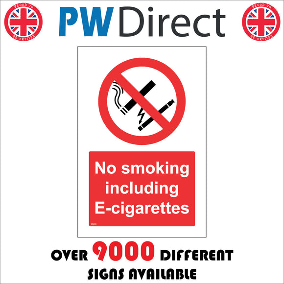 NS059 No Smoking Including E-Cigarettes Sign with Cigarette