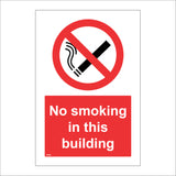 NS068 No Smoking In This Building Sign with Cigarette Red Diagonal Line