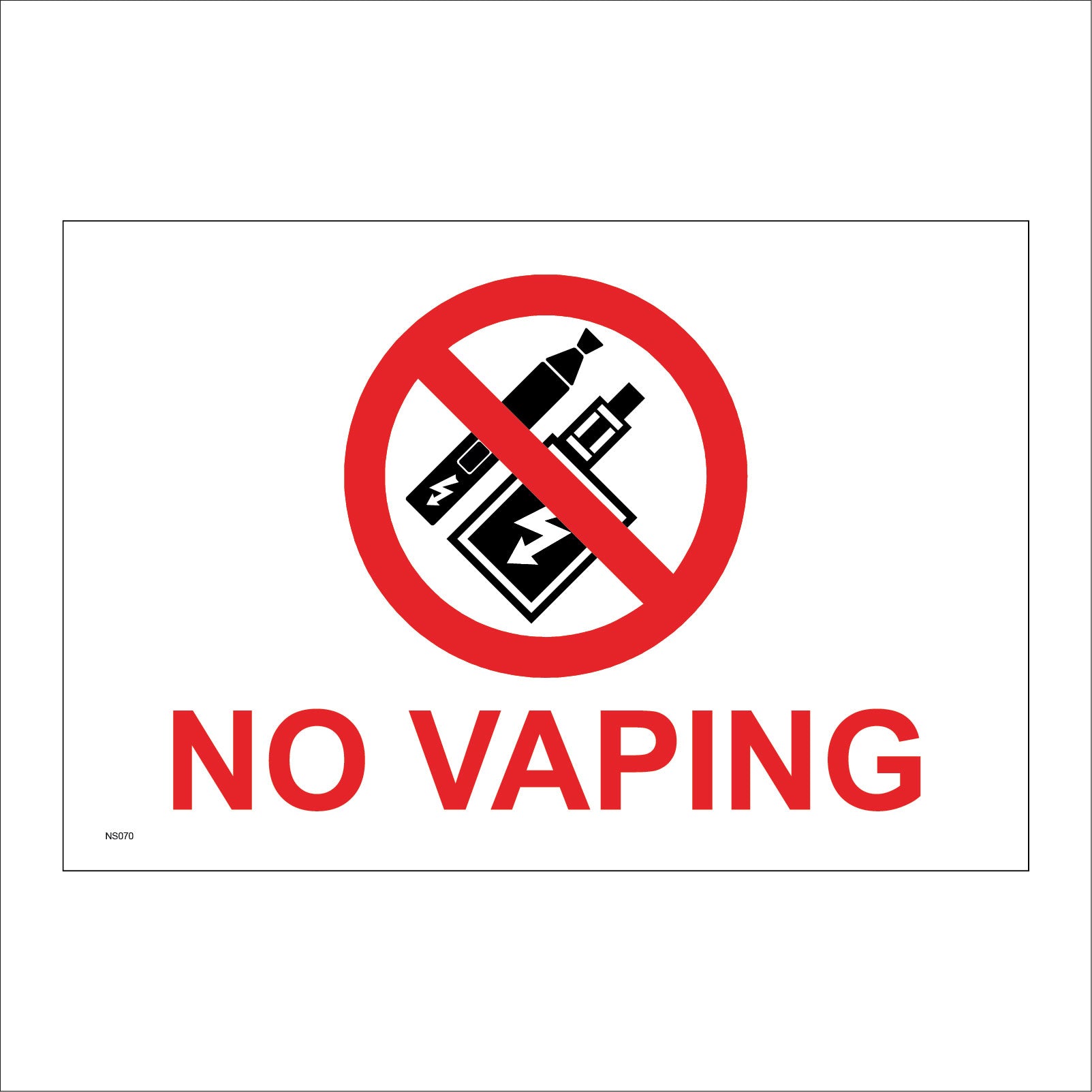 No Vaping Sign with Circle E-Cigarette Lightning Bolt  PWDirect