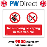 NS075 No Smoking Or Vaping In This Vehicle Sign with E-Cigarette Lightning Bolt Cigarette