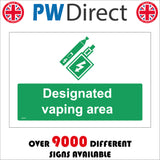 NS076 Designated Vaping Area Sign with e-Cigarette