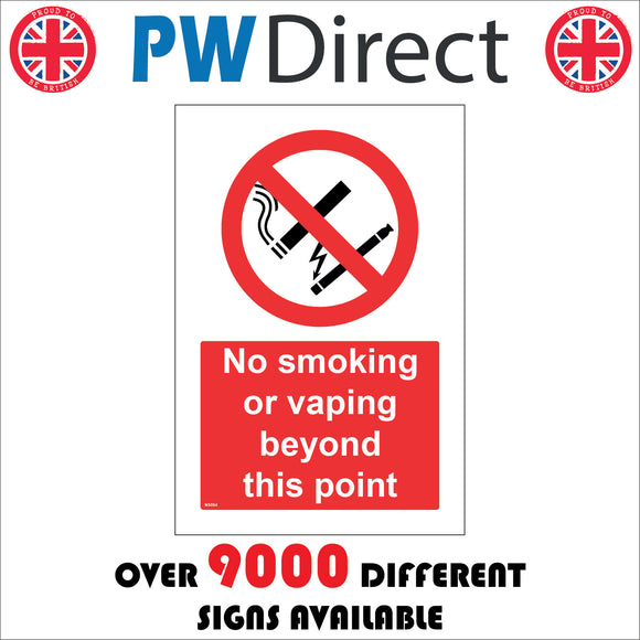 NS084 No Smoking Or Vaping Beyond This Point Sign with Circle Cigarette Diagonal Line