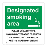 NS090 Designated Smoking Area Use Ashtrays Harmful To Health