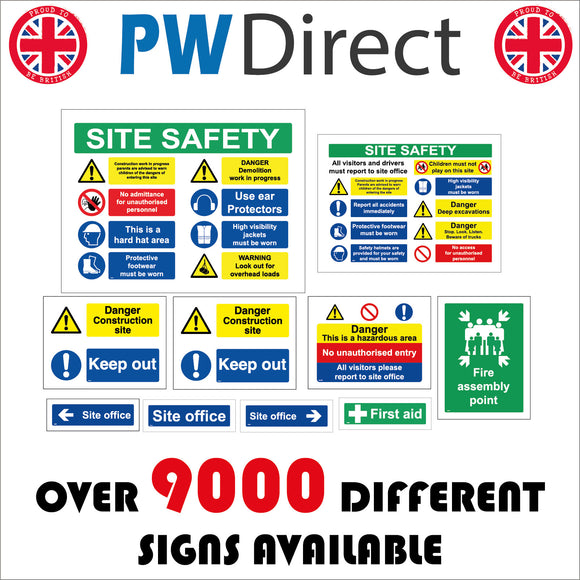 PA001 10 Signs Construction Site Safety Pack – PWDirect