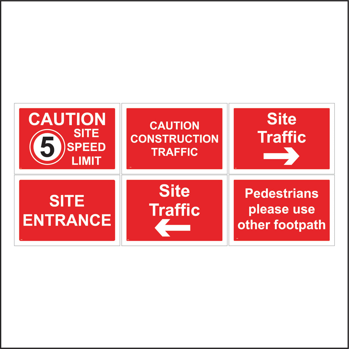 PA004 6 Signs Construction Site Safety Pack – PWDirect